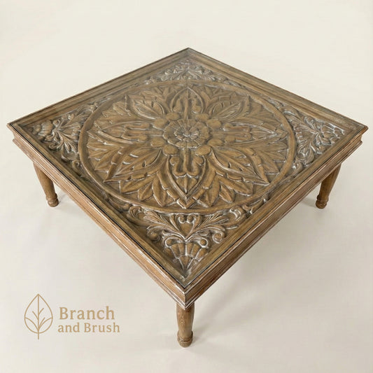 Luna Carved Coffee Table - Made to Order (4-6 weeks Lead time)