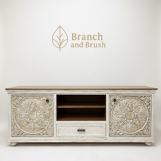 The Lotus Carved Media Console