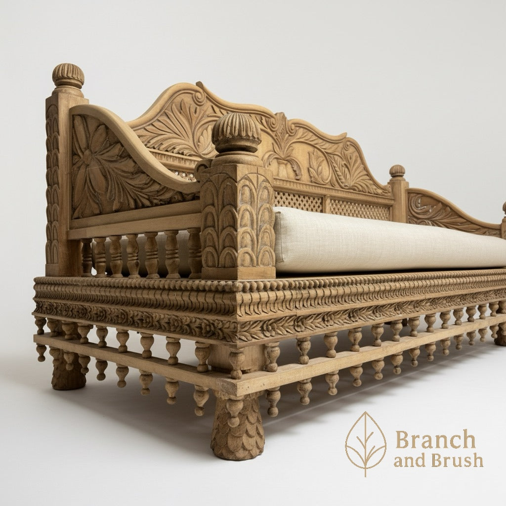 The Willow Heirloom Carved Sofa- Made to Order (6-8 weeks Lead time)