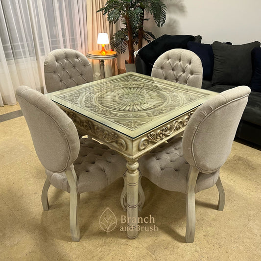 Heritage Carved Dining Set in Desert Sand Color – Delivered to New Giza.