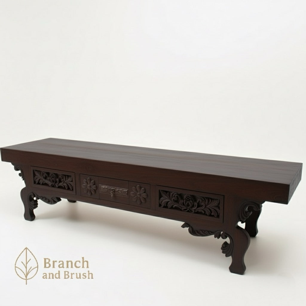 The Aurelia Carved TV Console - Made to Order (4-6 Weeks Lead Time)