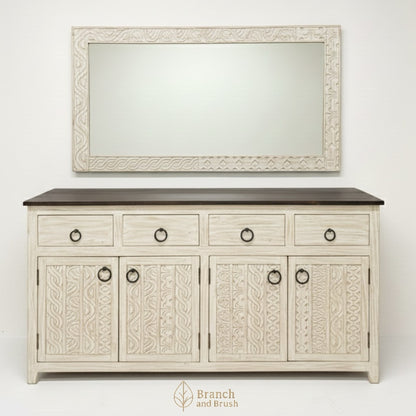 Sahara Carved Sideboard & Mirror Set- Made to Order (5-8 weeks Lead time)
