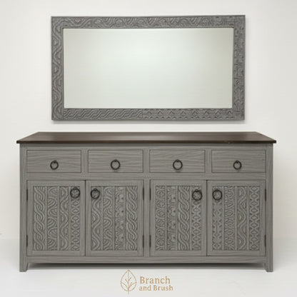 Sahara Carved Sideboard & Mirror Set- Made to Order (5-8 weeks Lead time)