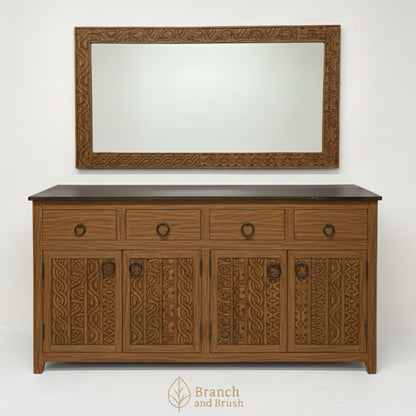 Sahara Carved Sideboard & Mirror Set- Made to Order (5-8 weeks Lead time)
