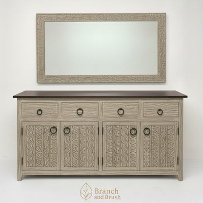 Sahara Carved Sideboard & Mirror Set- Made to Order (5-8 weeks Lead time)