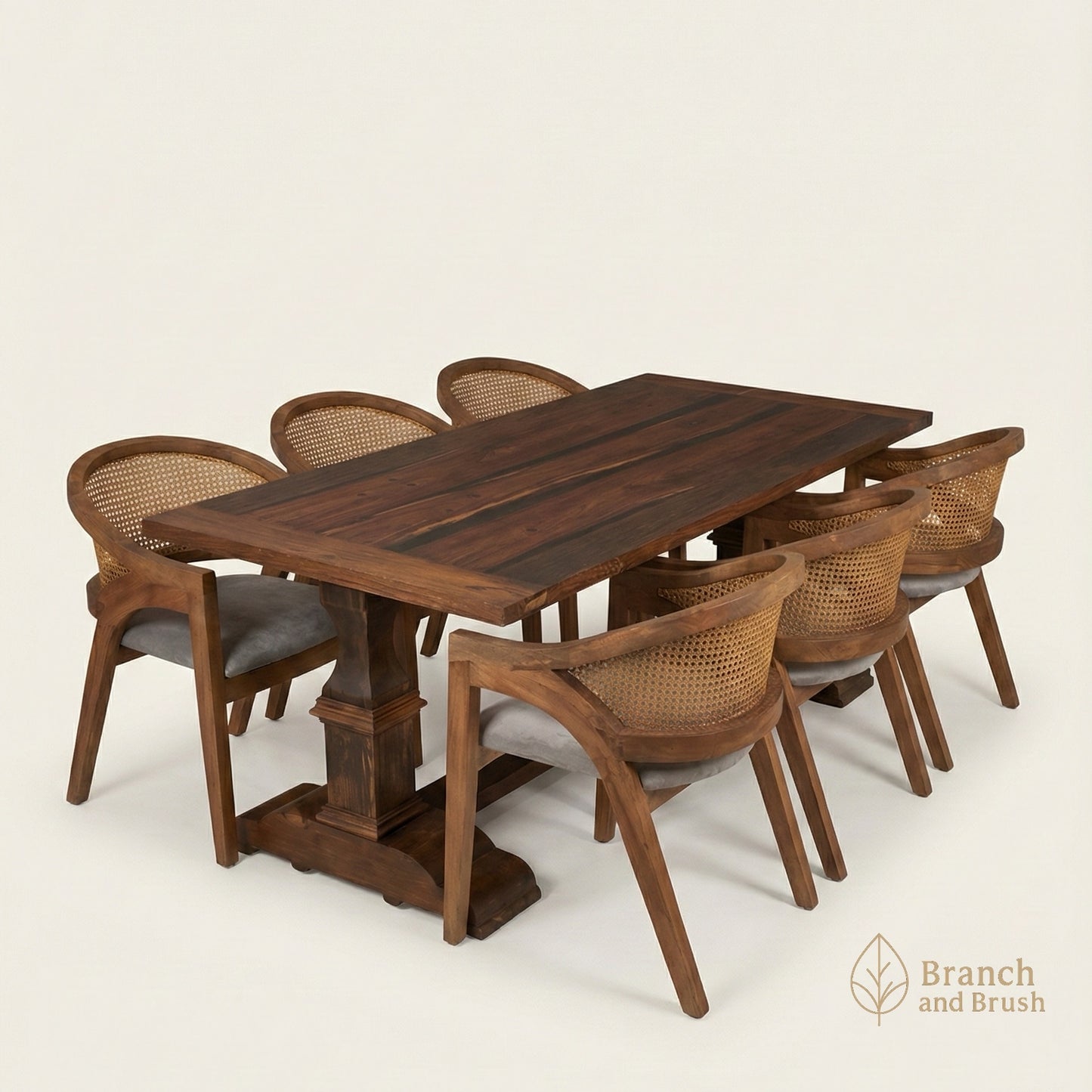 The Sumatra Cane & Wood Dining Set - Made to Order ( 5 - 7 Weeks Lead Time)