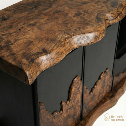 The Horizon Acacia & Glass Media Console - Made to Order (5-7 Weeks Lead Time)