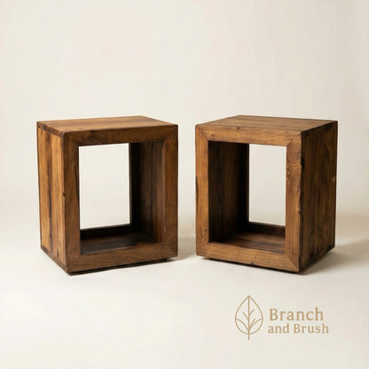 The Cubo Solid Wood Open Side Table - Made to Order (4 - 6 Weeks Lead Time)