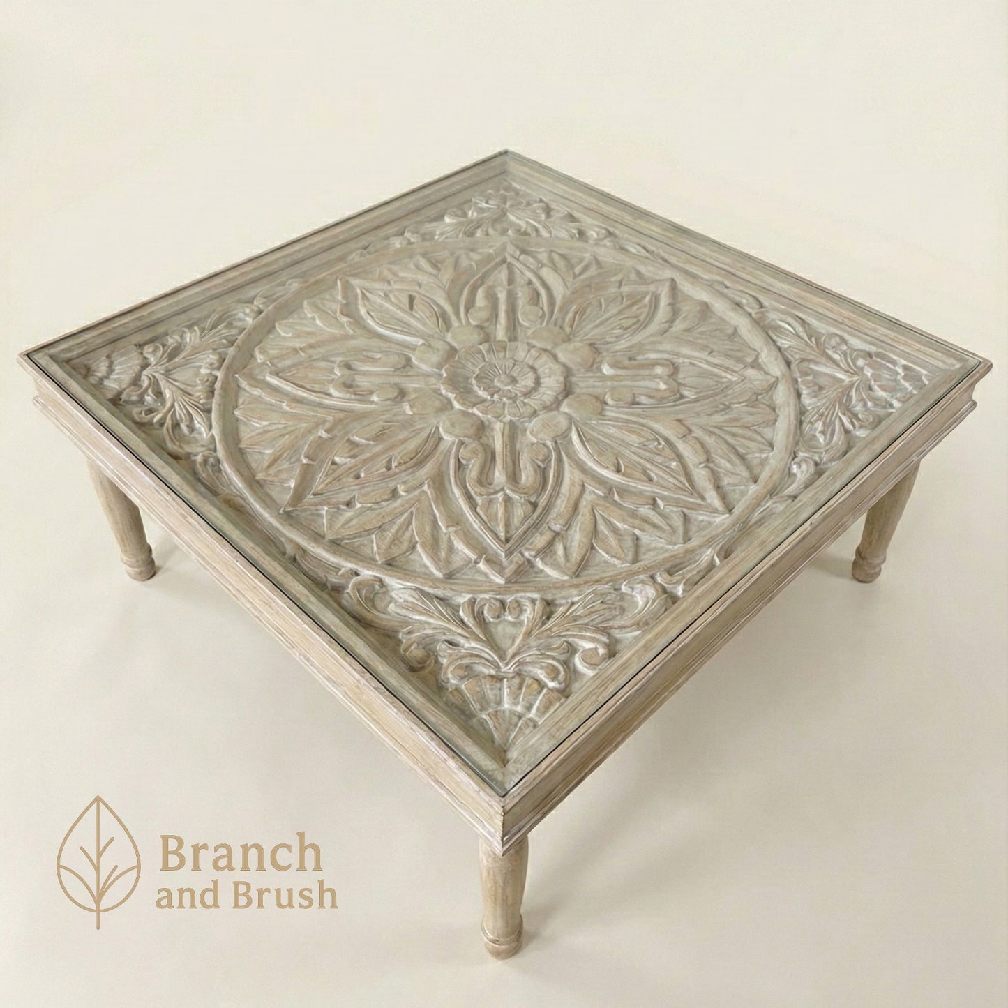 Luna Carved Coffee Table - Made to Order (4-6 weeks Lead time)