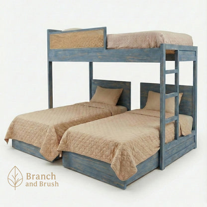 The Haven Rattan-Accent Triple Bunk Bed - Made to Order (5-7 Weeks Lead Time)