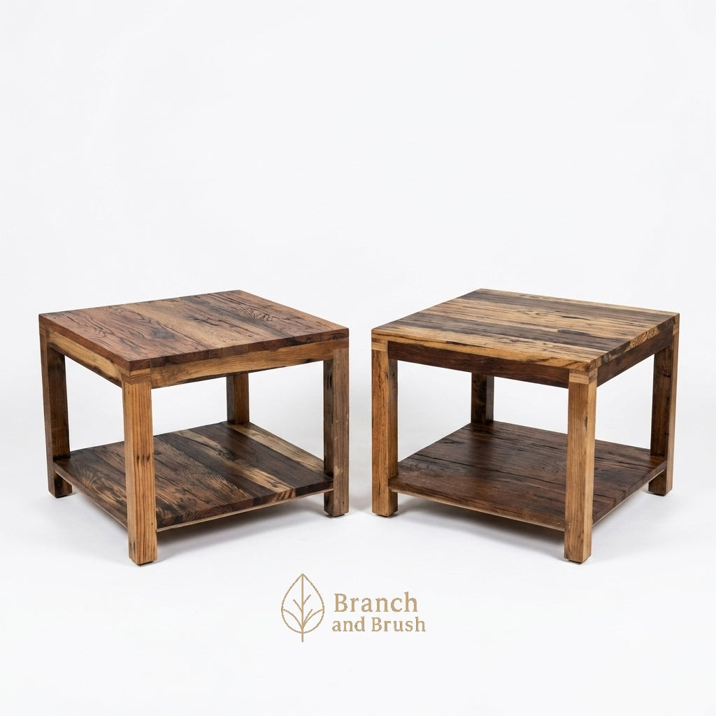 The Mesa Solid Wood Side Tables (Set of 2) - ( Ready to Purchase)