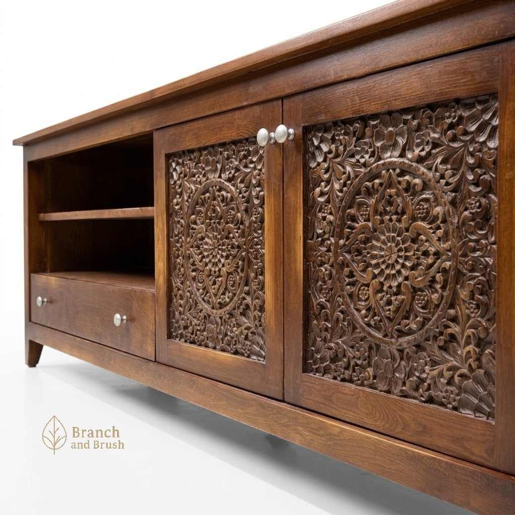 The Medina Carved Media Console - (Ready to Purchase)