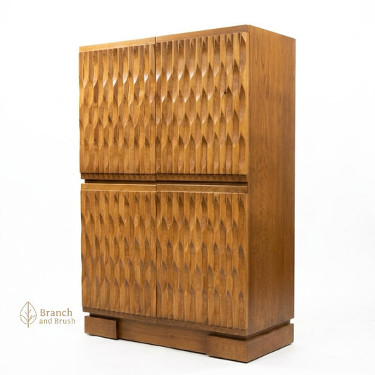 The Solstice 3D Carved Tall Cabinet - (Ready to Purchase)