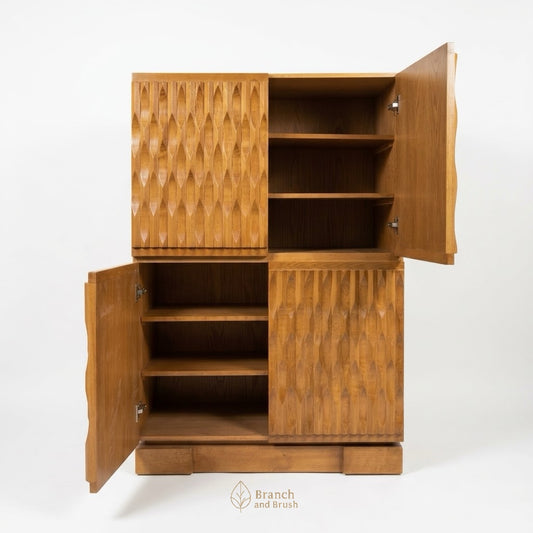 The Solstice 3D Carved Tall Cabinet - (Ready to Purchase)