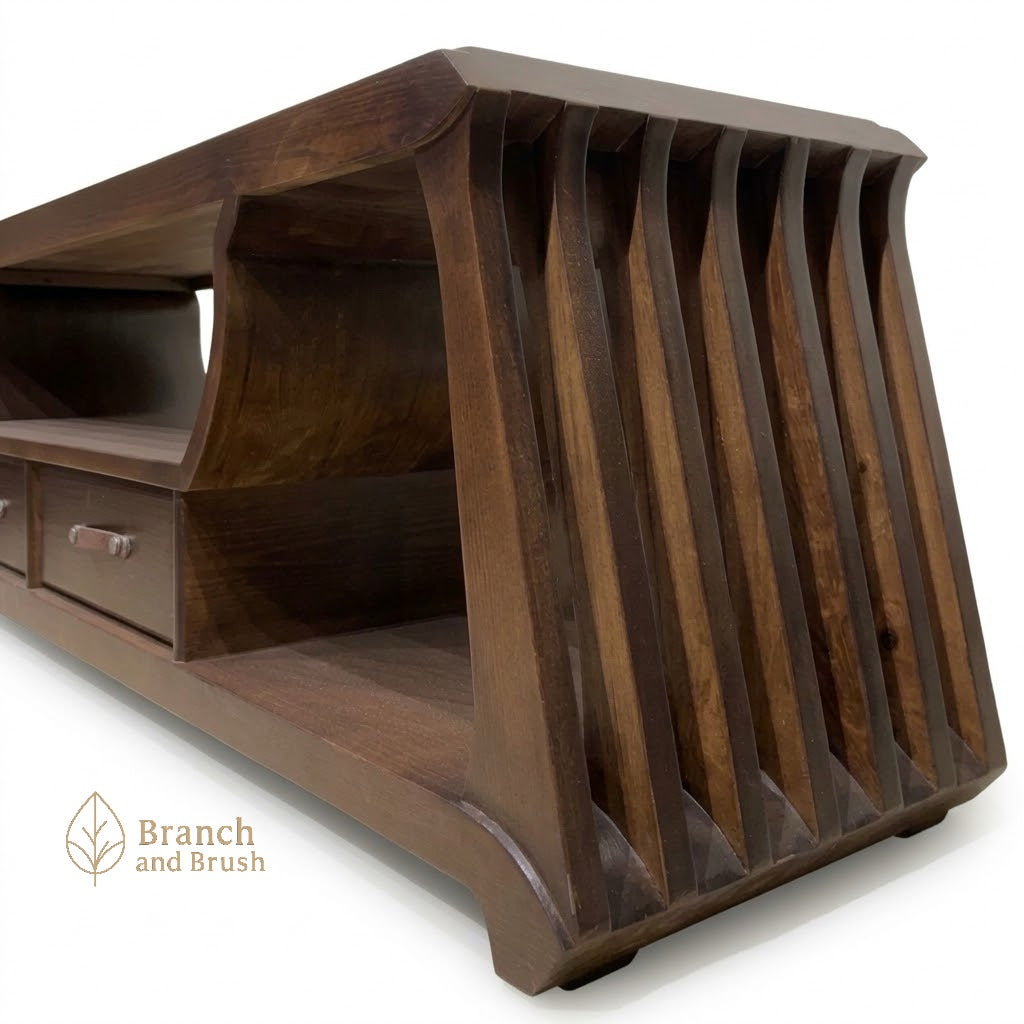 The Sculptural Slatted Media Console - (Ready to purchase)