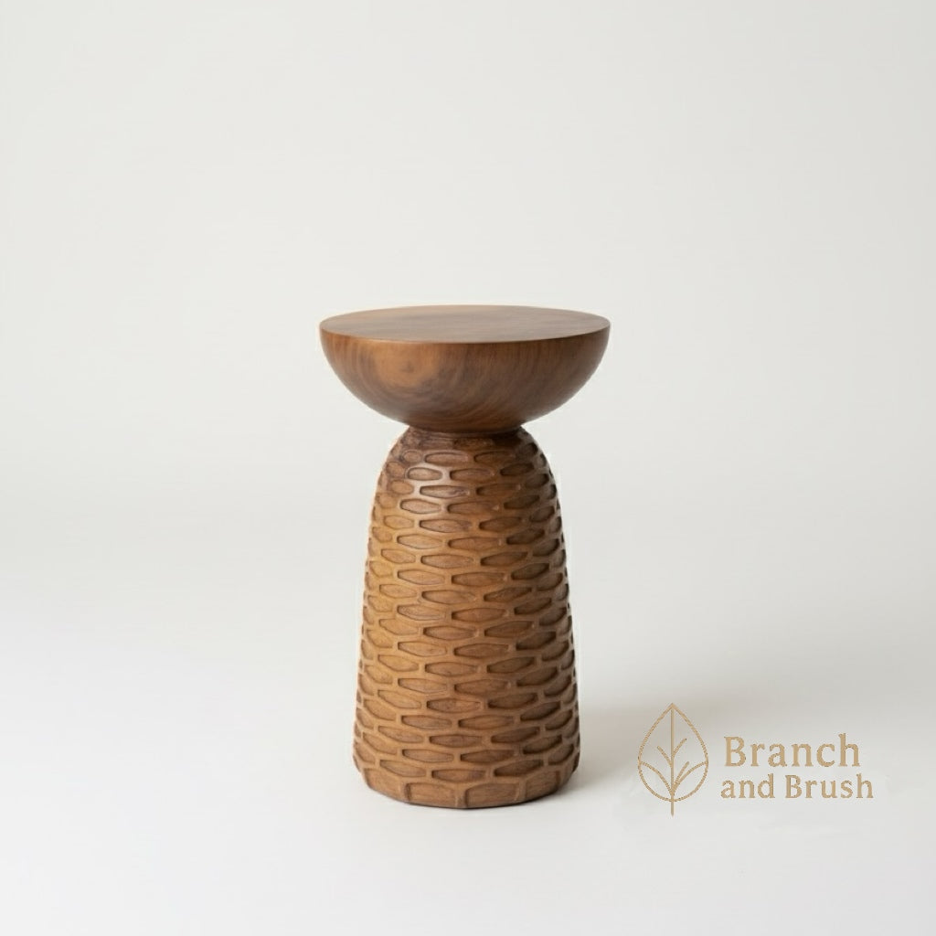 The Solace Carved Accent Table - Made to Order (4-6 weeks Lead time)