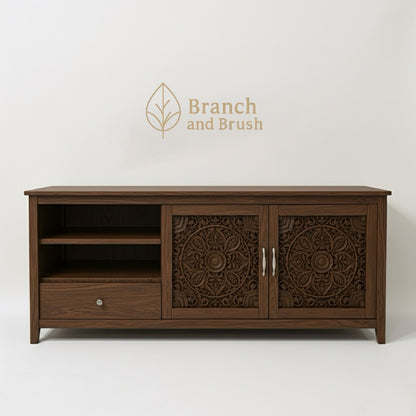 Carved Twin-Door TV Unit - Made to Order (4-6 weeks Lead time)