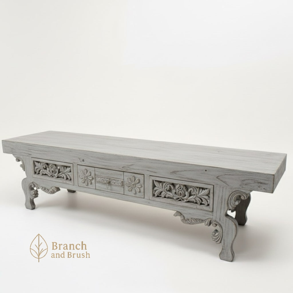 The Aurelia Carved TV Console - Made to Order (4-6 Weeks Lead Time)