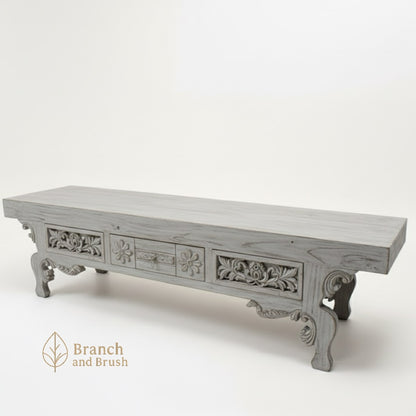 The Aurelia Carved TV Console - Made to Order (4-6 Weeks Lead Time)
