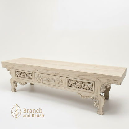 The Aurelia Carved TV Console - Made to Order (4-6 Weeks Lead Time)