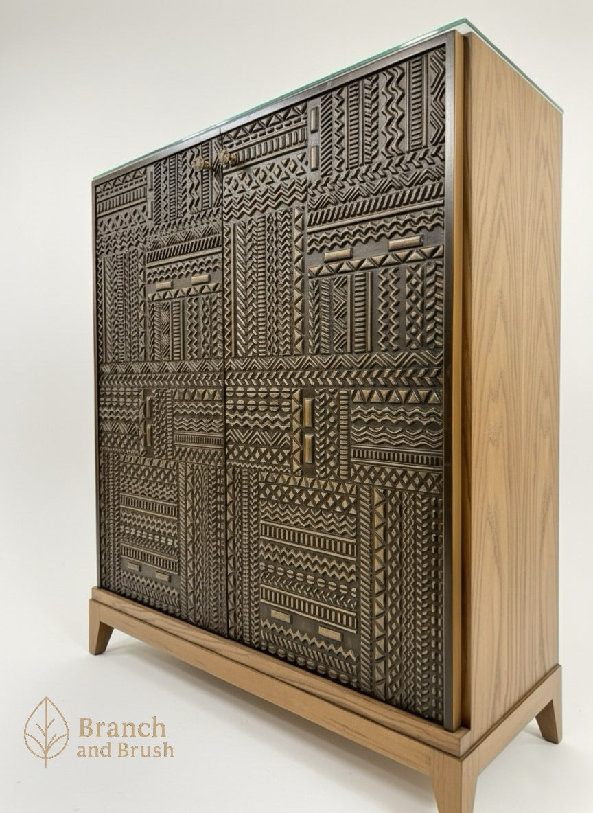 Mosaic Carved Cabinet - Made to Order (4-6 weeks Lead time)