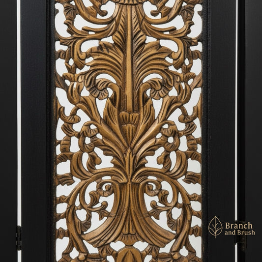Hand-Carved Beech Wood Room Divider - (Ready to Purchase)
