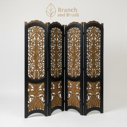 Hand-Carved Beech Wood Room Divider - (Ready to Purchase)