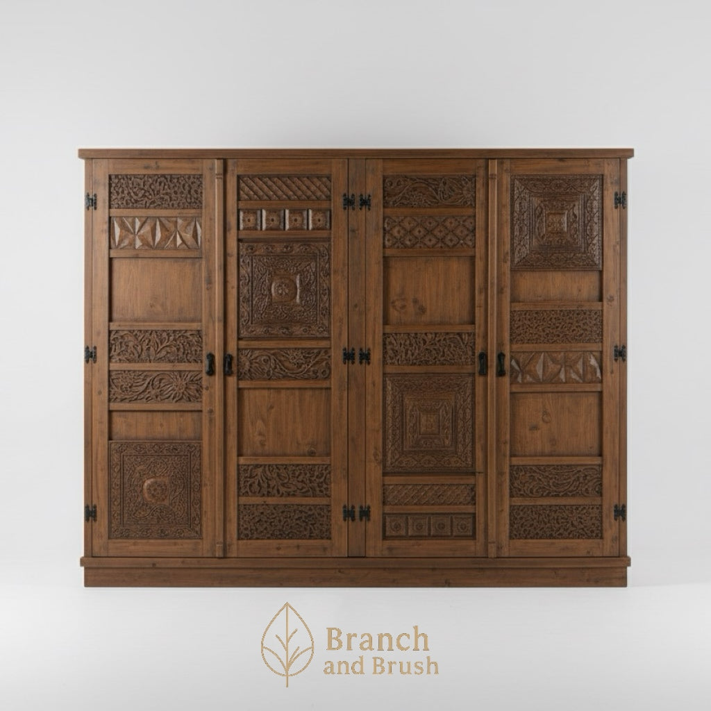 Heritage Carved 4-Door Wardrobe - Made to Order (5-8 weeks Lead time)