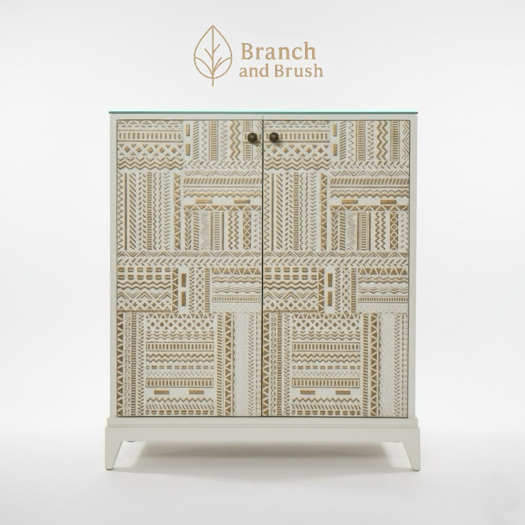 Mosaic Carved Cabinet - Made to Order (4-6 weeks Lead time)