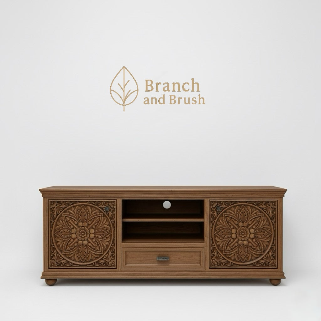 The Lotus Carved Media Console