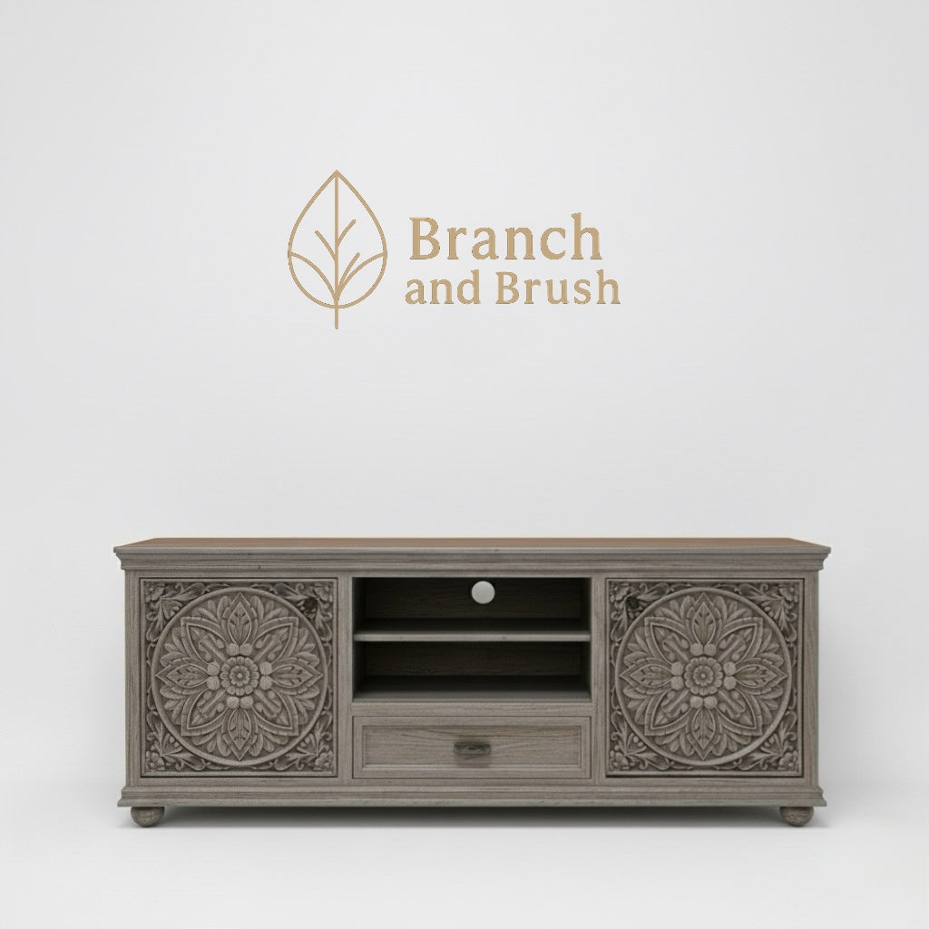 The Lotus Carved Media Console
