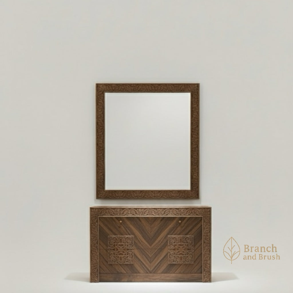 The Aria Crest Dresser & Mirror Set- Made to Order (4-6 weeks Lead time)