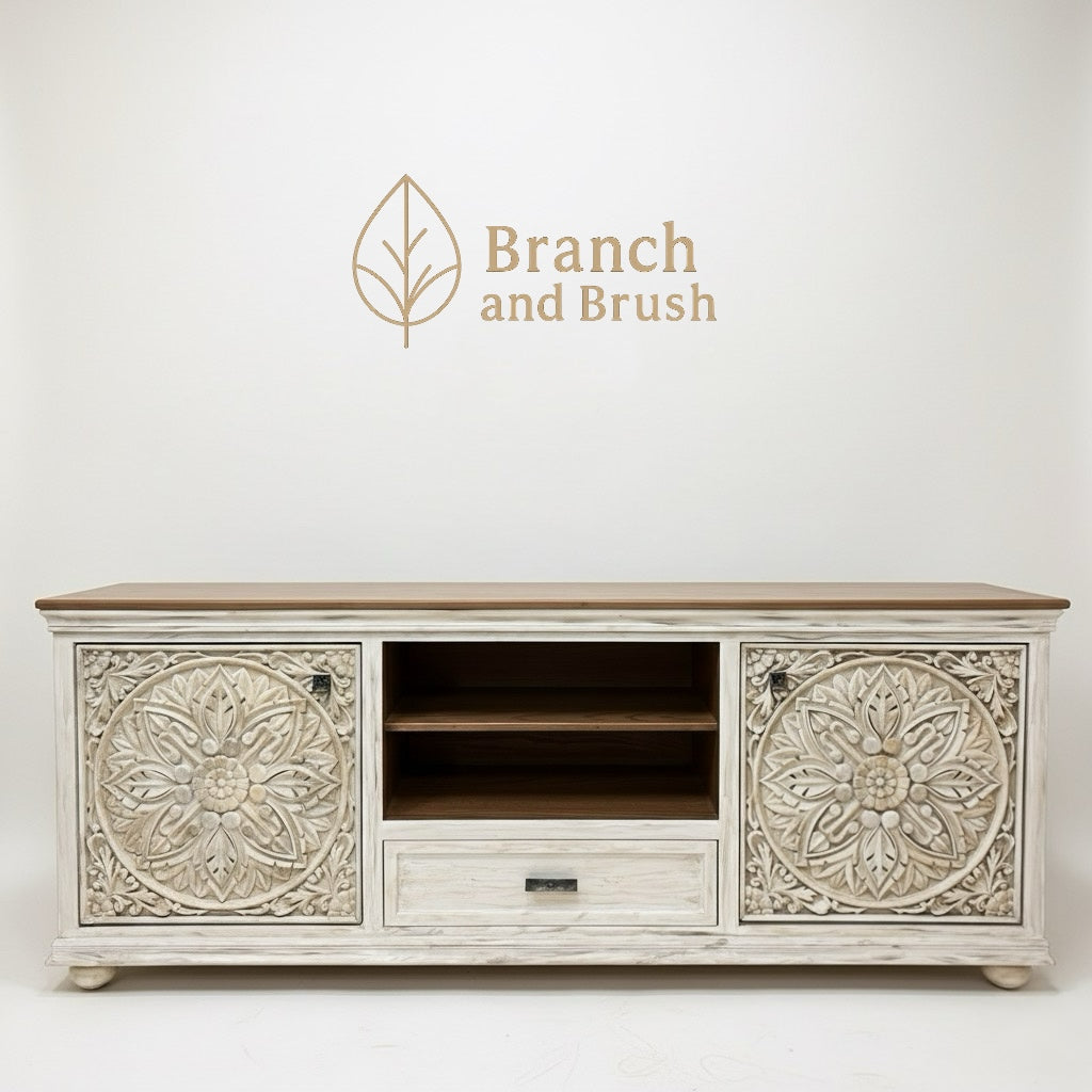 The Lotus Carved Media Console