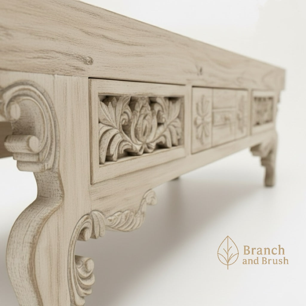 The Aurelia Carved TV Console - Made to Order (4-6 Weeks Lead Time)