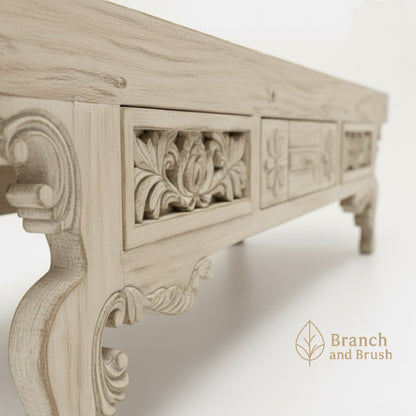 The Aurelia Carved TV Console - Made to Order (4-6 Weeks Lead Time)