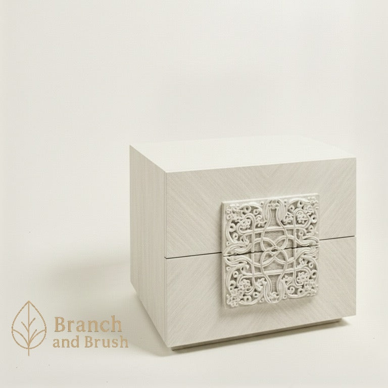 The Crestwood Carved Nightstand- Made to Order (4-6 weeks Lead time)