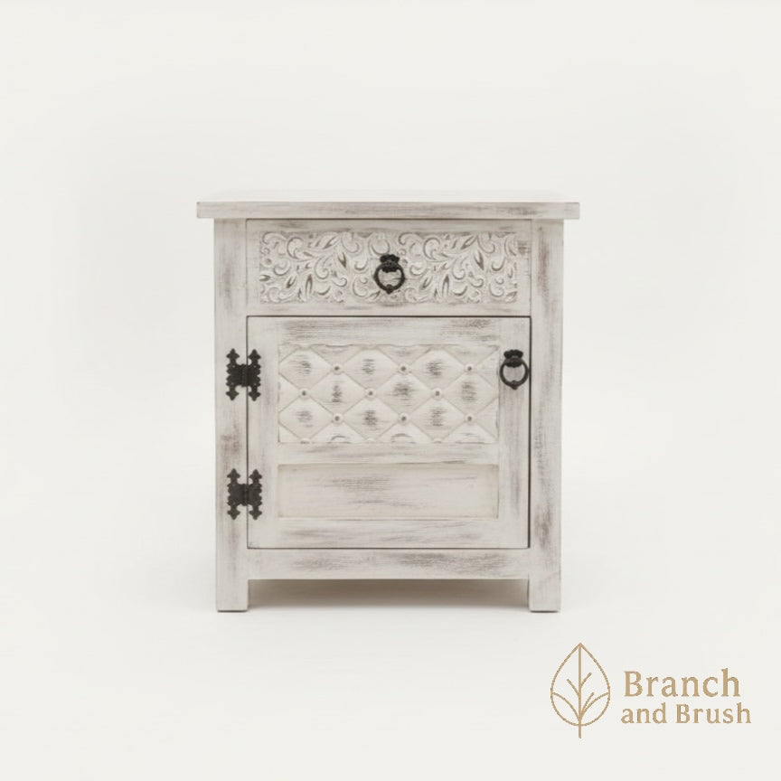 Medina Carved Nightstand- Made to Order (4-6 weeks Lead time)