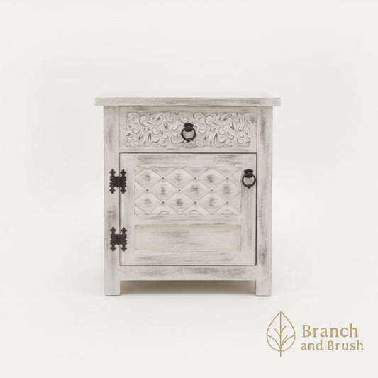 Medina Carved Nightstand- Made to Order (4-6 weeks Lead time)