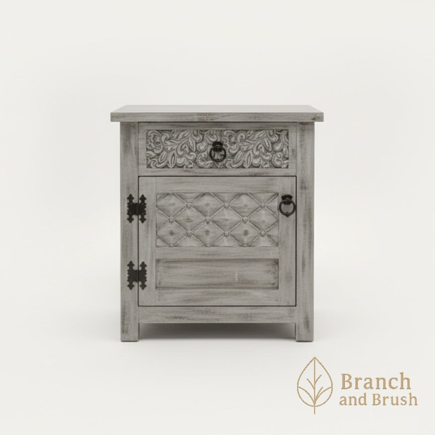 Medina Carved Nightstand- Made to Order (4-6 weeks Lead time)