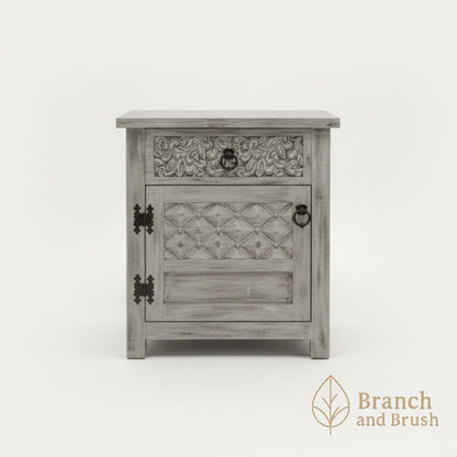Medina Carved Nightstand- Made to Order (4-6 weeks Lead time)