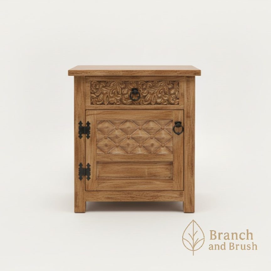 Medina Carved Nightstand- Made to Order (4-6 weeks Lead time)