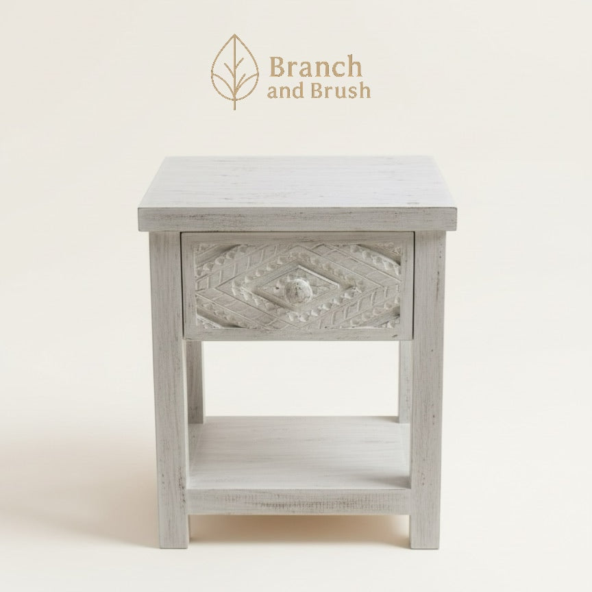 The Meridian Carved Nightstand- Made to Order (4-6 weeks Lead time)