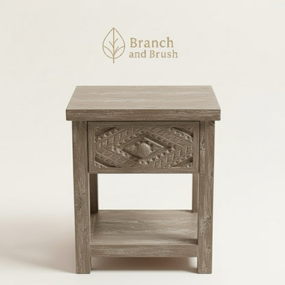 The Meridian Carved Nightstand- Made to Order (4-6 weeks Lead time)
