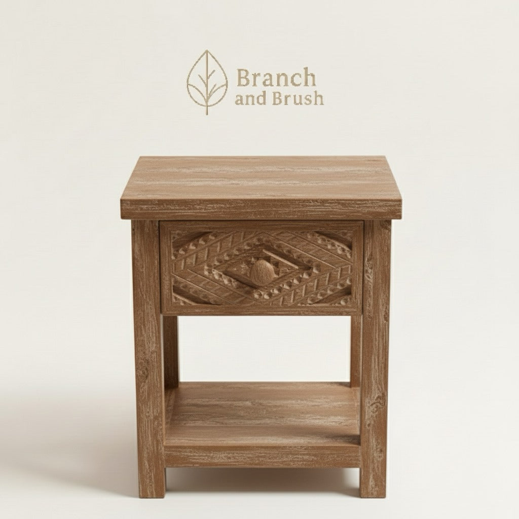 The Meridian Carved Nightstand- Made to Order (4-6 weeks Lead time)